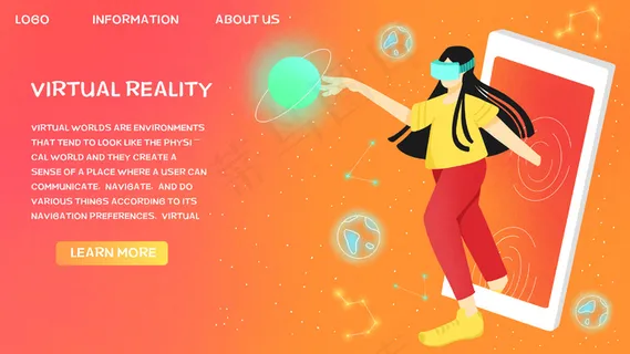 暖色系渐变扁平风互联网科技vr信息技术