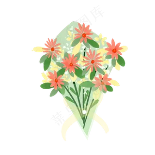 手绘水彩花束素材
