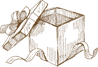 手绘线条礼物盒