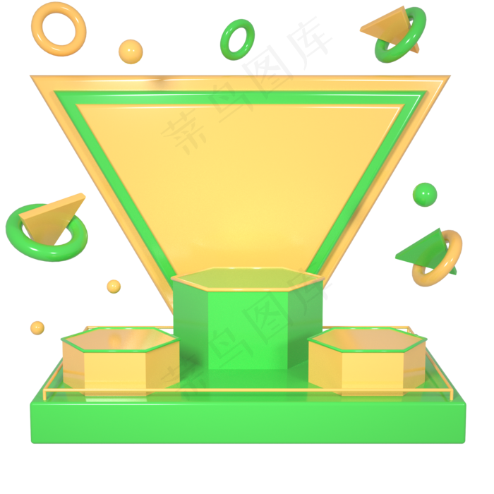 C4D绿金色立方体端午节装饰舞