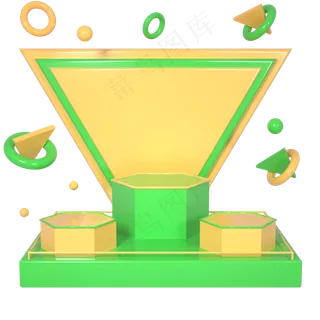 C4D绿金色立方体端午节装饰舞