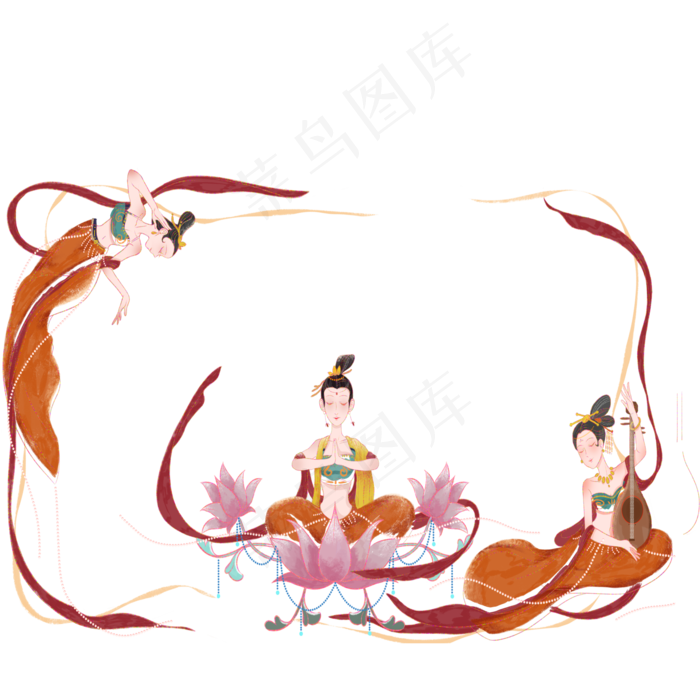 复古中国风敦煌飞天壁画