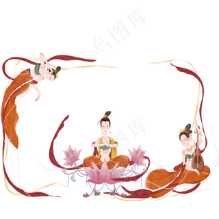 复古中国风敦煌飞天壁画