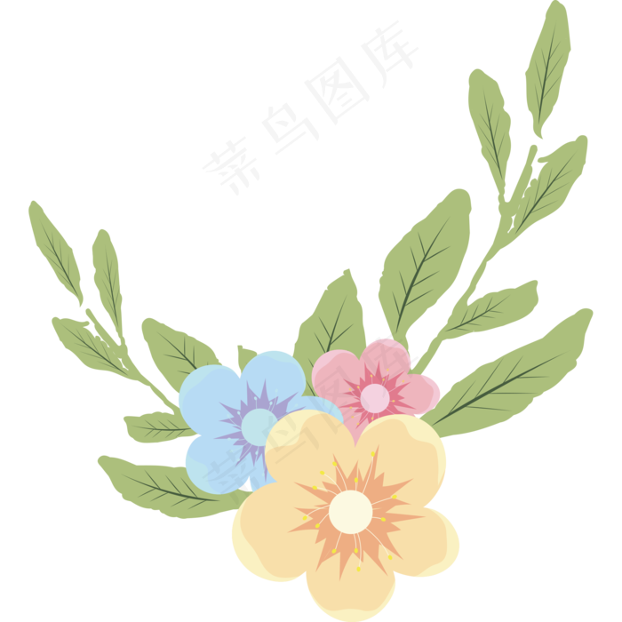 小清新植物叶子花朵免扣矢量素材