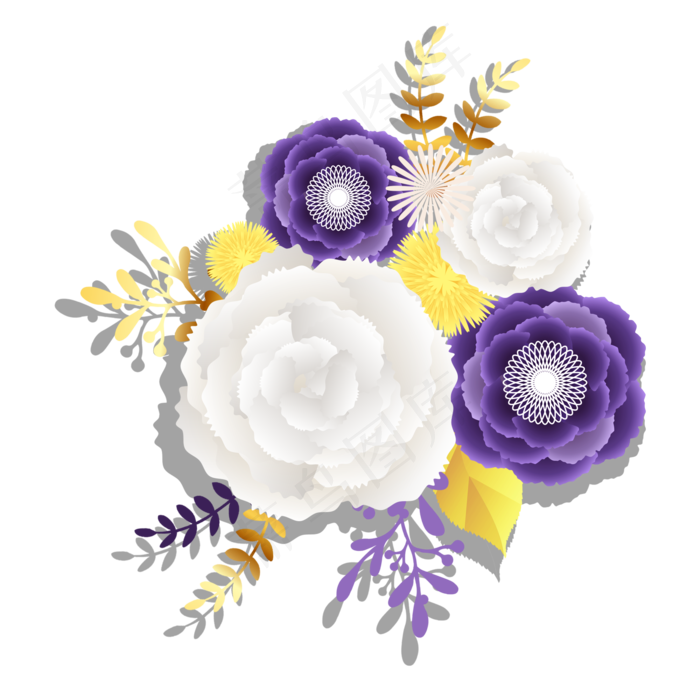 母亲节父亲节彩色写实鲜花立体花