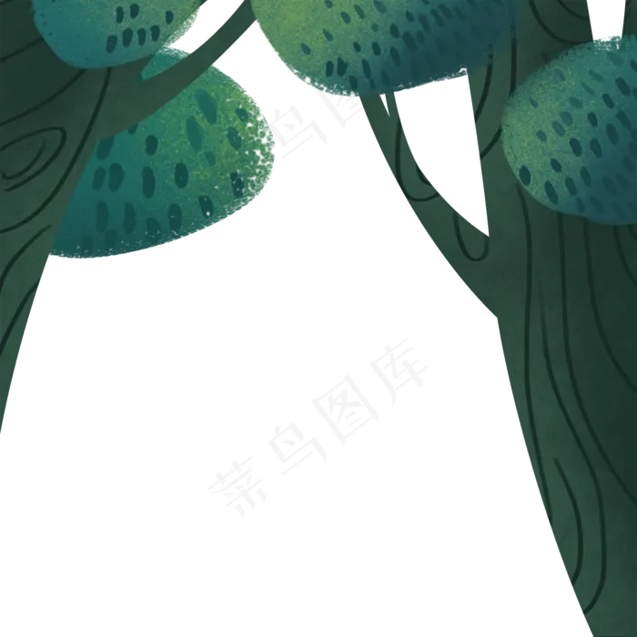 春天里的水彩大树免抠图(2000X2000(DPI:300))psd模版下载