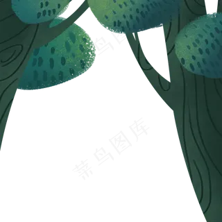 春天里的水彩大树免抠图