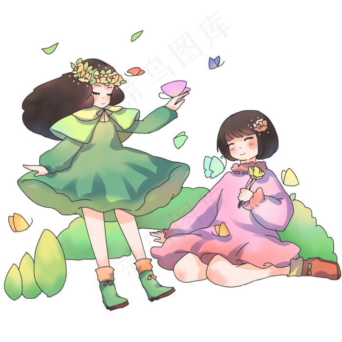 春分漂亮的小女孩,免抠元素