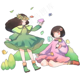 春分漂亮的小女孩,免抠元素