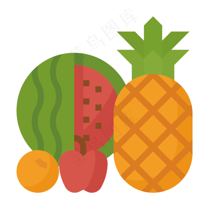 新鲜各种水果插画