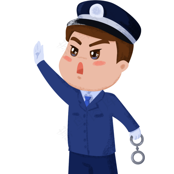 卡通劳动节职业人物之举手的警察(2500X2500(DPI:300))psd模版下载
