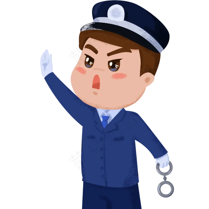 卡通劳动节职业人物之举手的警察(2500X2500(DPI:300))psd模版下载