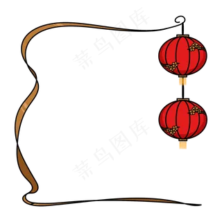 喜庆灯笼新年边框,免抠元素