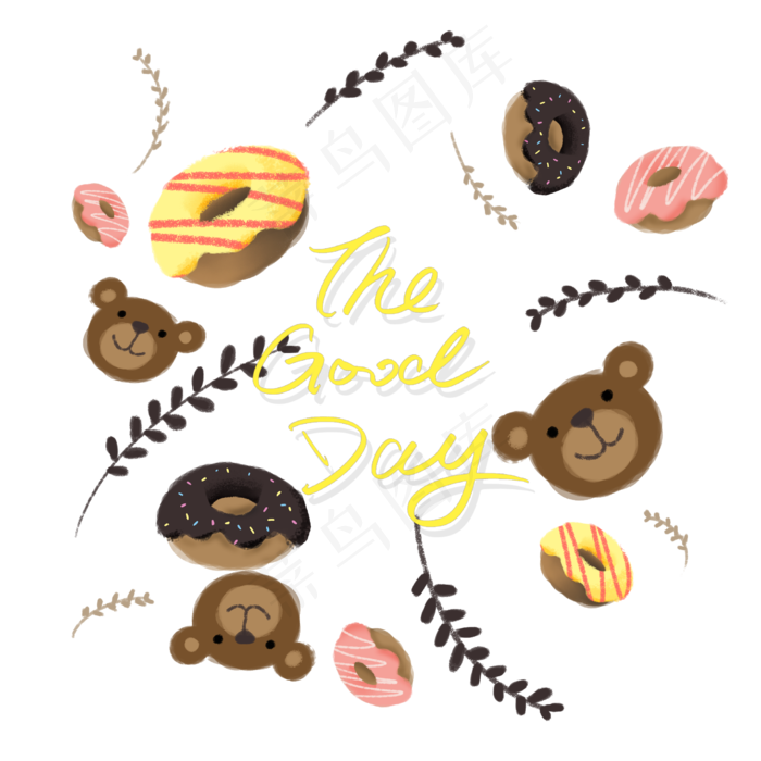 手绘彩色字母装饰图,免抠元素