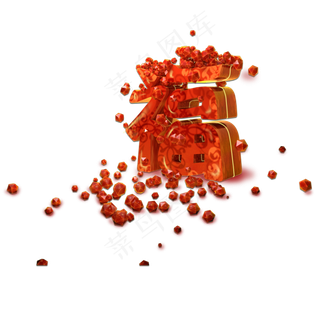 C4D节日喜庆立体福字,免抠元素