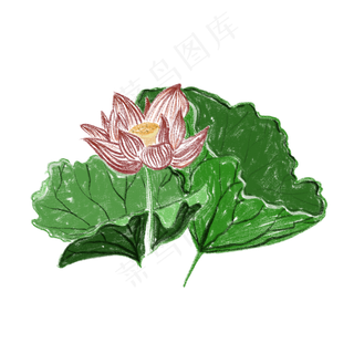 写意中国水墨荷花免抠创意插图