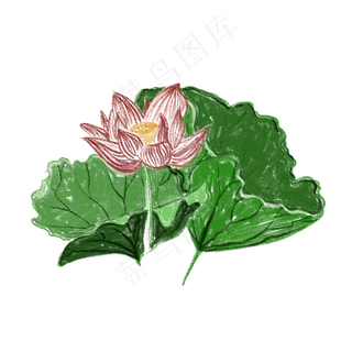 写意中国水墨荷花免抠创意插图