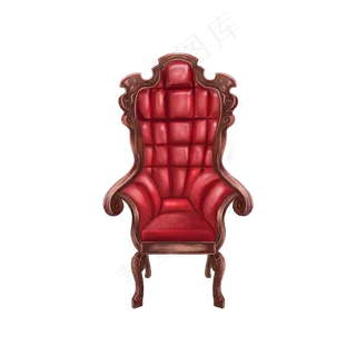 手绘女王的红色单人椅子,免抠元素