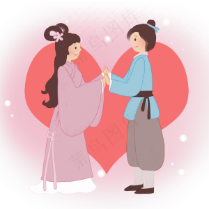 牛郎织女牵手七夕浪漫情人节情侣,免抠元素