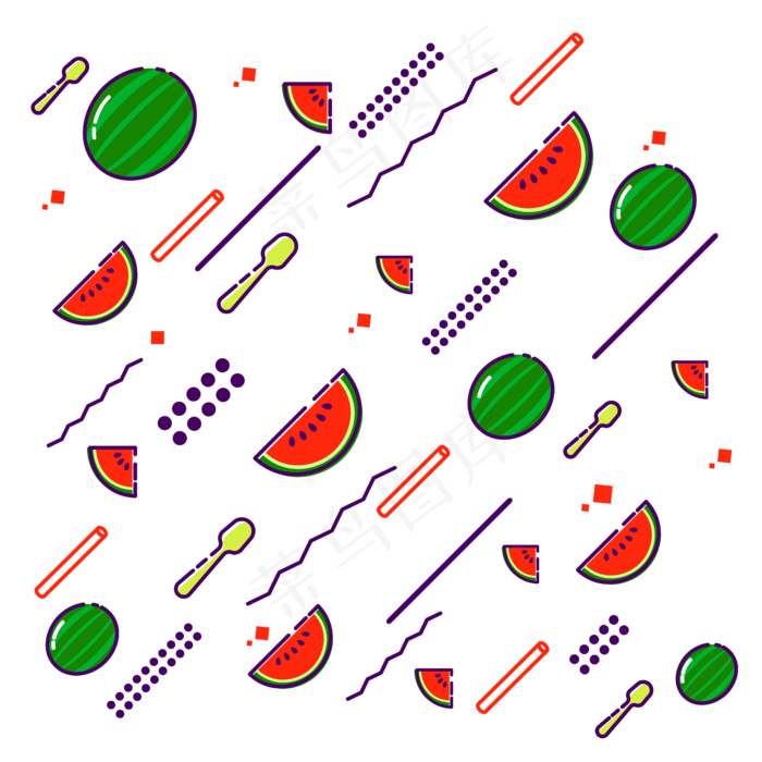 漂浮元素水果西瓜MBE风格彩色