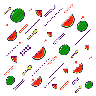漂浮元素水果西瓜MBE风格彩色