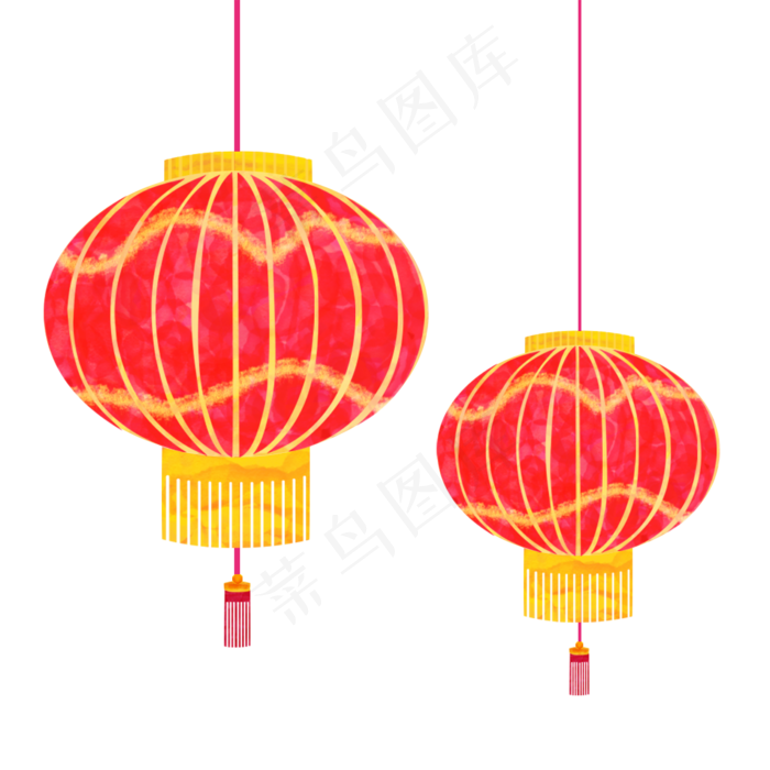 水彩节日红灯笼,免抠元素