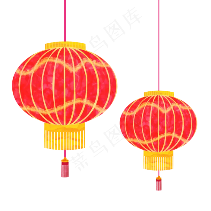 水彩节日红灯笼,免抠元素(1200X1200(DPI:300))psd模版下载