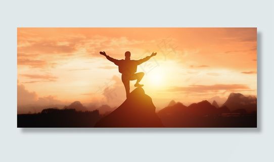 攀登成功的巅峰剪影