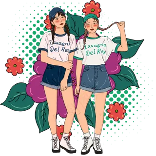 现代时尚小清新女孩插图