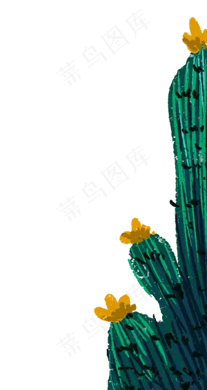 手绘涂鸦仙人掌热带植物免扣元素