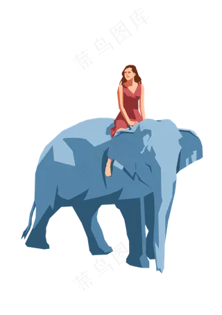 春分骑大象的女人免扣元素,免抠元素