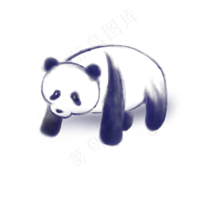中国风水彩大熊猫水彩黑蓝香烟公(2000X2000(DPI:72))psd模版下载