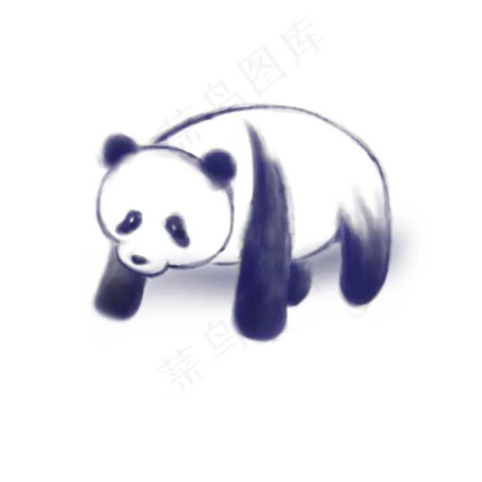 中国风水彩大熊猫水彩黑蓝香烟公(2000X2000(DPI:72))psd模版下载