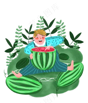 夏日吃西瓜消夏大暑小暑