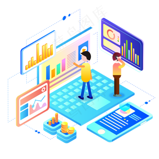 25D商务办公云端可商用电脑元素,免抠元素