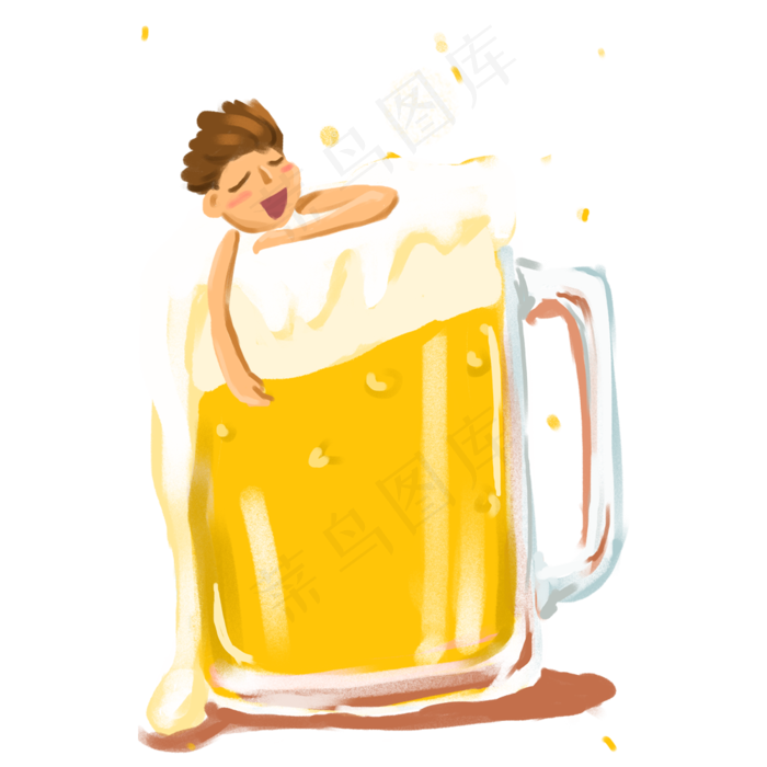 卡通啤酒杯人物图片,免抠元素(1000*1000px 300 dpi )psd模版下载