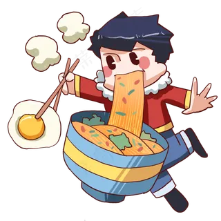 龙抬头吃饭的小男孩,免抠元素