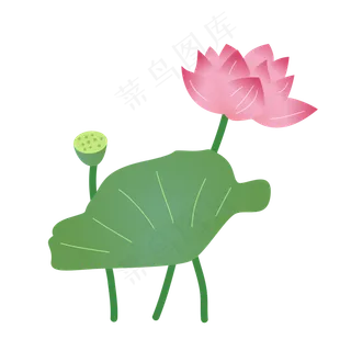 粉色盛开的卡通荷花