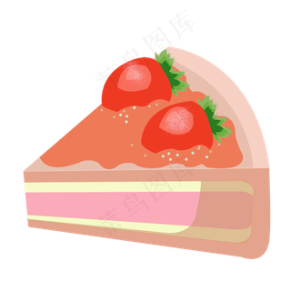 红色奶油水果蛋糕