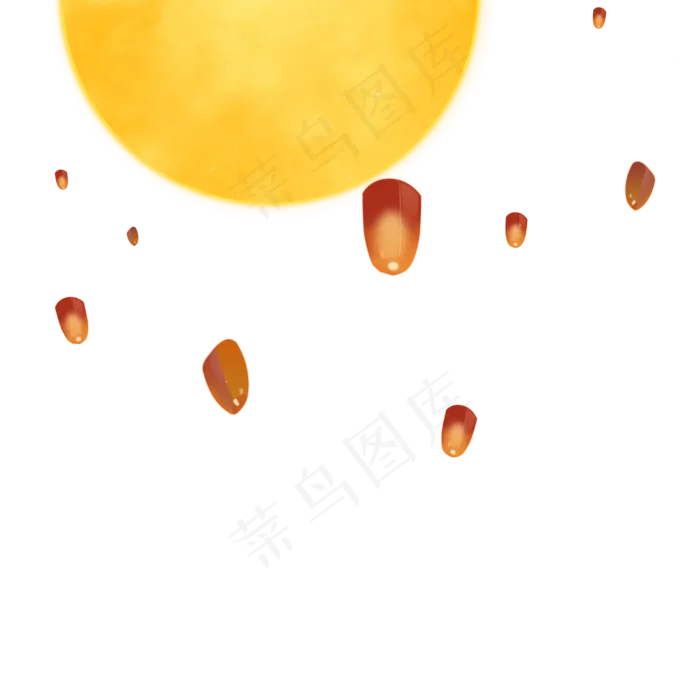 元宵节中秋节天灯免抠素材(2000*2000px 300 dpi )psd模版下载