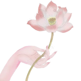 中国风工笔画采莲手绘免费下载素,免抠元素