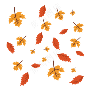 漂浮素材手绘秋天红色枫叶漂浮