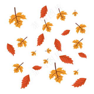 漂浮素材手绘秋天红色枫叶漂浮