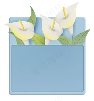 马蹄莲蓝色清新文本框