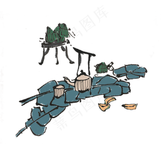 端午节水墨粽子素材