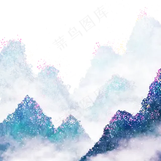 中国风重彩远山云雾