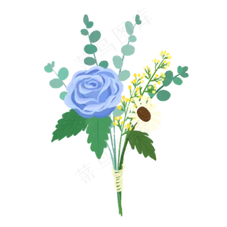 节日手绘小清新花束,免抠元素