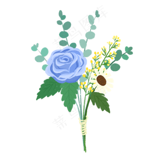 节日手绘小清新花束,免抠元素