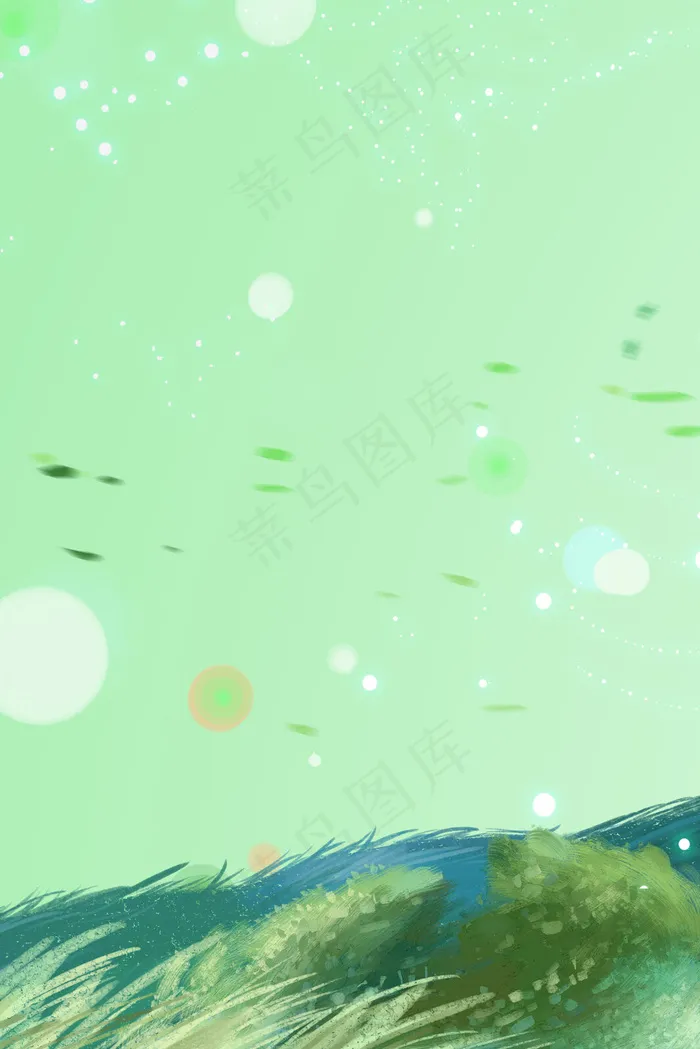 惊蛰绿色手绘psd分层banner(3545*5315px 	      )psd模版下载