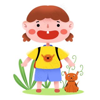 儿童节可爱的小朋友和他的狗狗